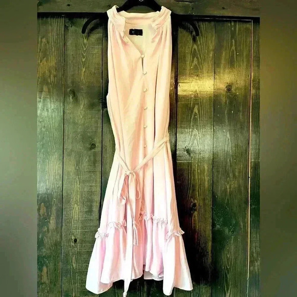 Elegant Pink‎ Sleeveless Ruffle Dress Cotton Candy Summer Party Cocktail L E2 - Picture 2 of 8
